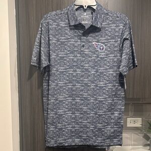 Antigua Men's Navy and White Space-Dye Polo with Tennessee Titans Logo, NWT
